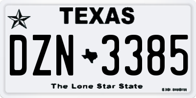 TX license plate DZN3385