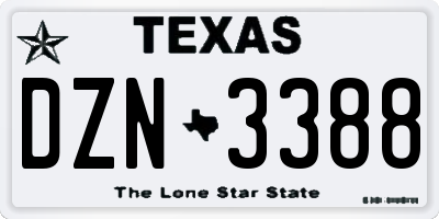 TX license plate DZN3388