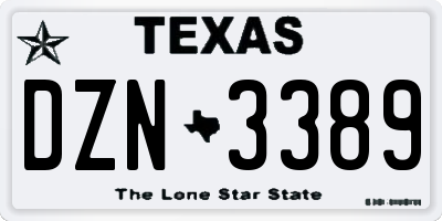 TX license plate DZN3389