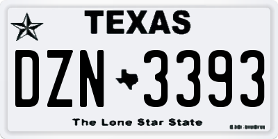 TX license plate DZN3393