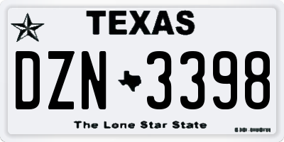 TX license plate DZN3398