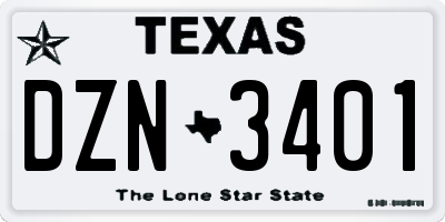TX license plate DZN3401