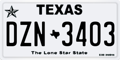 TX license plate DZN3403