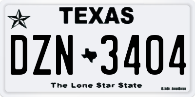 TX license plate DZN3404