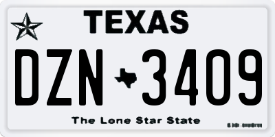 TX license plate DZN3409