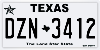 TX license plate DZN3412