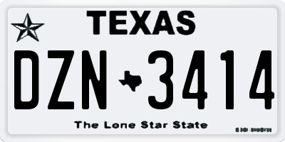 TX license plate DZN3414