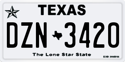TX license plate DZN3420