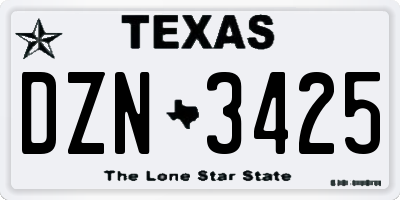 TX license plate DZN3425