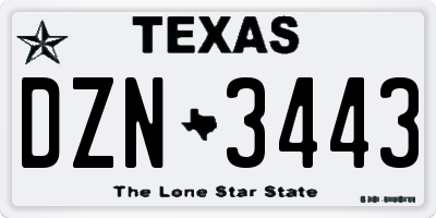 TX license plate DZN3443
