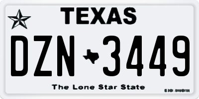 TX license plate DZN3449