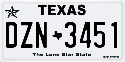 TX license plate DZN3451