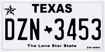 TX license plate DZN3453