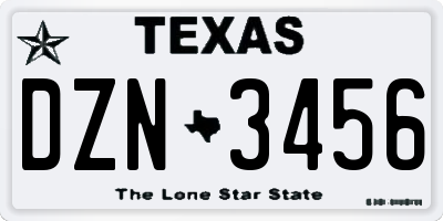 TX license plate DZN3456