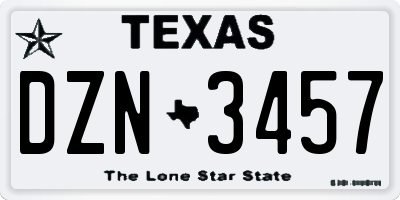 TX license plate DZN3457