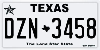 TX license plate DZN3458