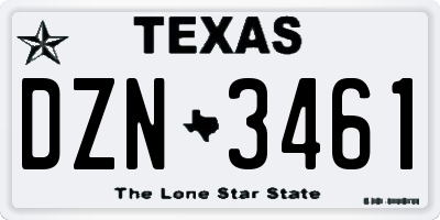 TX license plate DZN3461