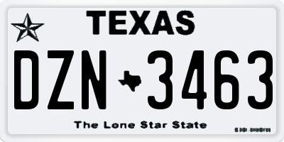 TX license plate DZN3463