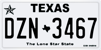TX license plate DZN3467