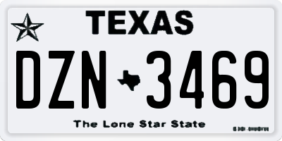 TX license plate DZN3469