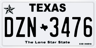 TX license plate DZN3476