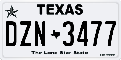 TX license plate DZN3477