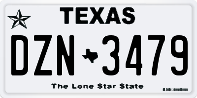 TX license plate DZN3479