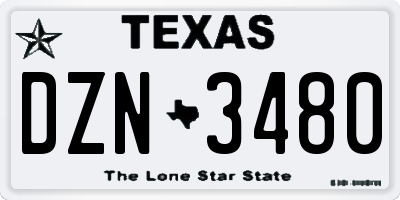 TX license plate DZN3480