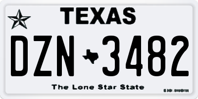 TX license plate DZN3482