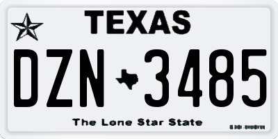 TX license plate DZN3485