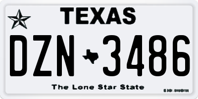 TX license plate DZN3486