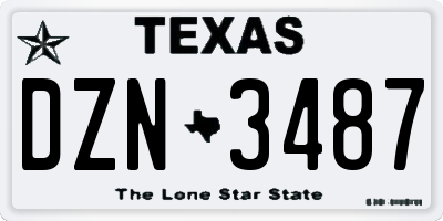 TX license plate DZN3487