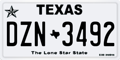 TX license plate DZN3492