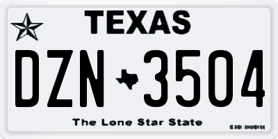 TX license plate DZN3504