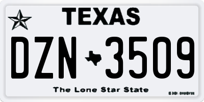 TX license plate DZN3509