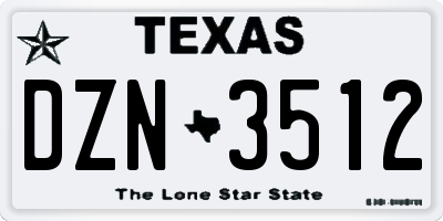 TX license plate DZN3512