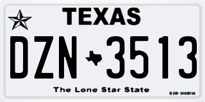 TX license plate DZN3513