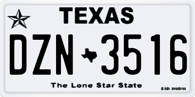 TX license plate DZN3516