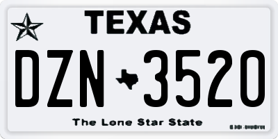 TX license plate DZN3520