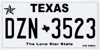 TX license plate DZN3523