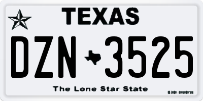 TX license plate DZN3525