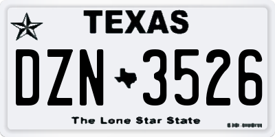 TX license plate DZN3526