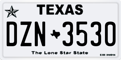 TX license plate DZN3530