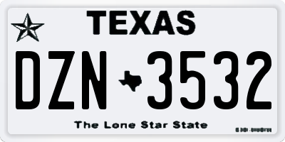 TX license plate DZN3532