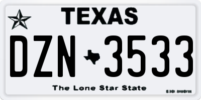 TX license plate DZN3533