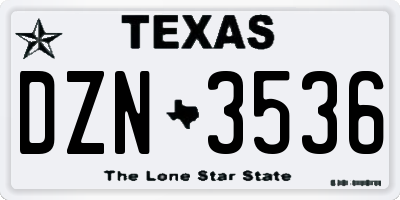 TX license plate DZN3536
