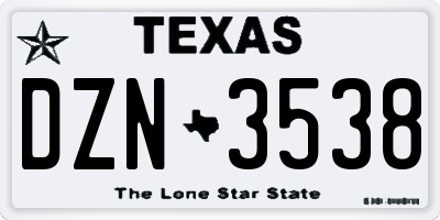TX license plate DZN3538