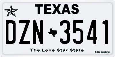 TX license plate DZN3541