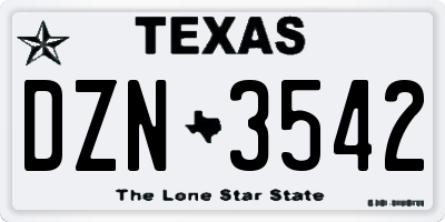 TX license plate DZN3542