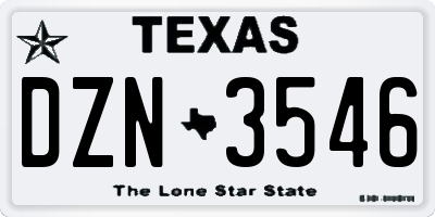 TX license plate DZN3546